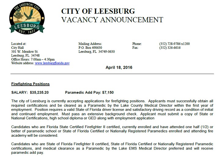 City of Leesburg Hiring