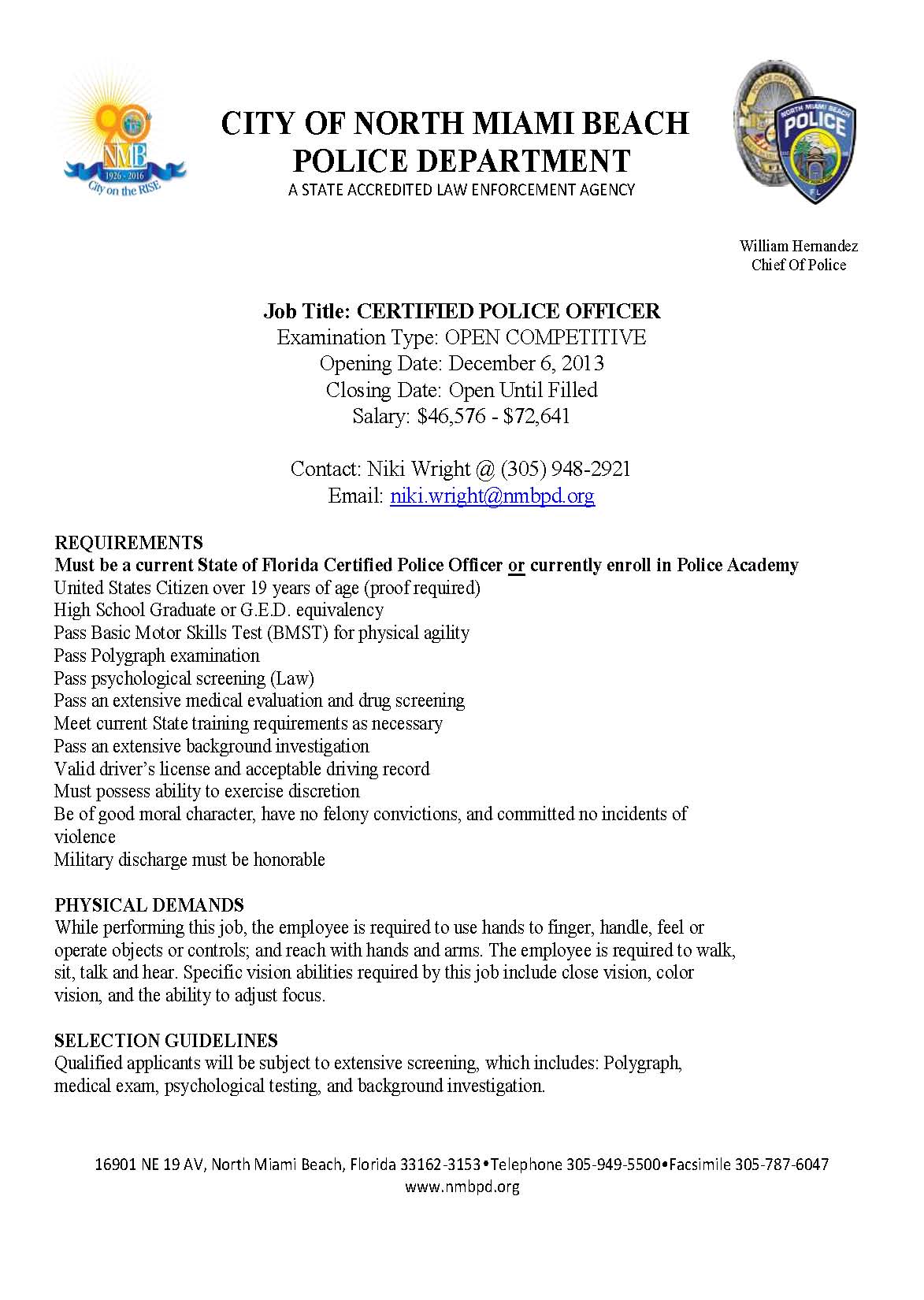 City of North Miami Beach PD Hiring