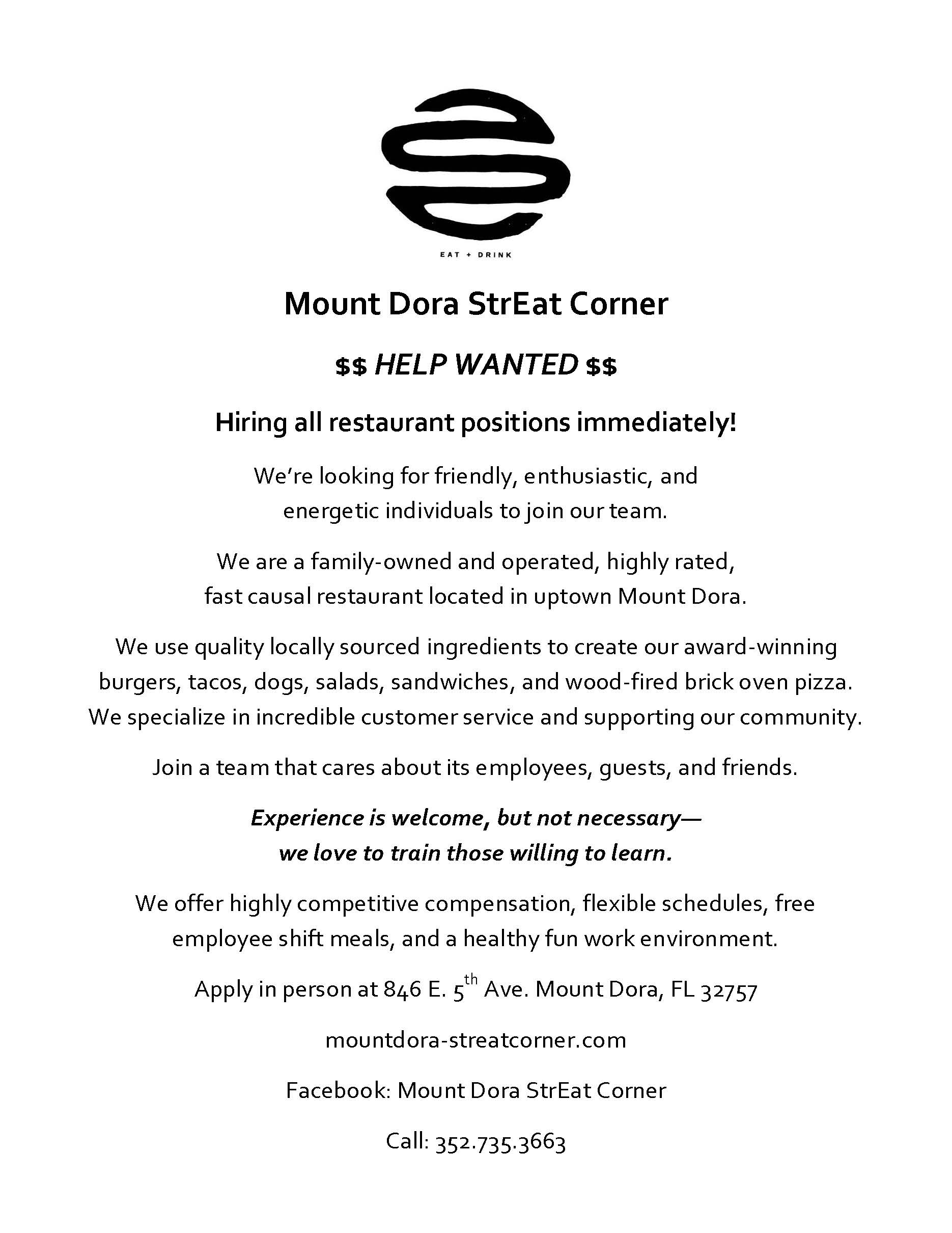 Mount Dora StrEat Corner Hiring