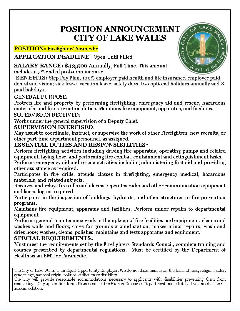 City of Lake Wales Hiring