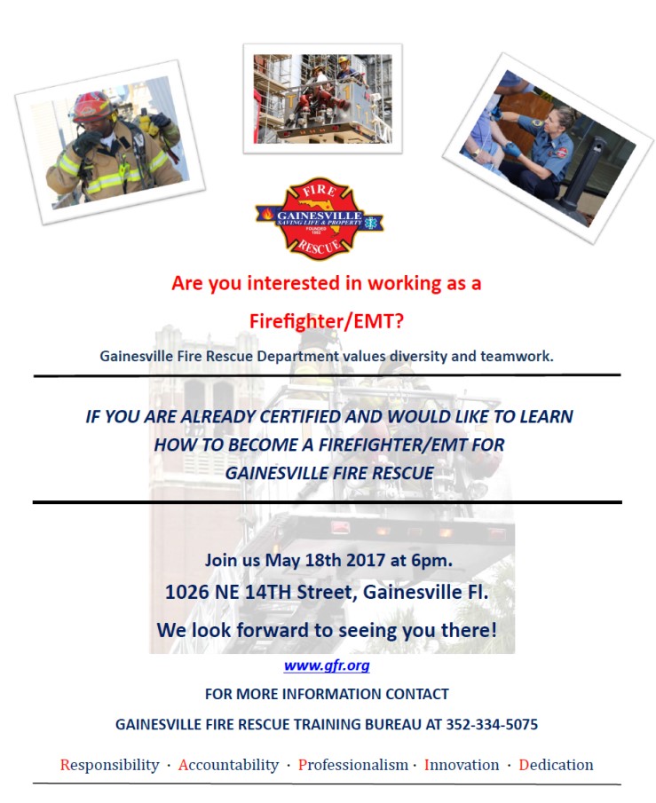 Gainesville Fire Rescue Hiring FF/EMT