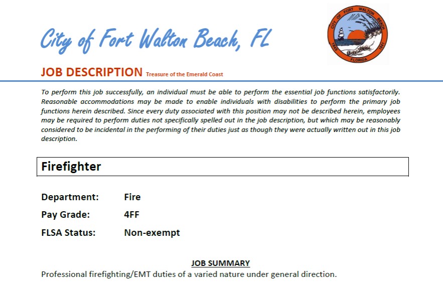 City of Fort Walton Beach Hiring FF