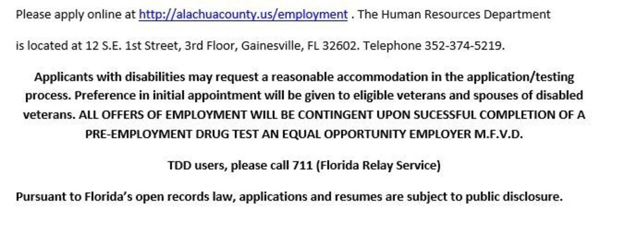 Alachua County Hiring EMT & Paramedic