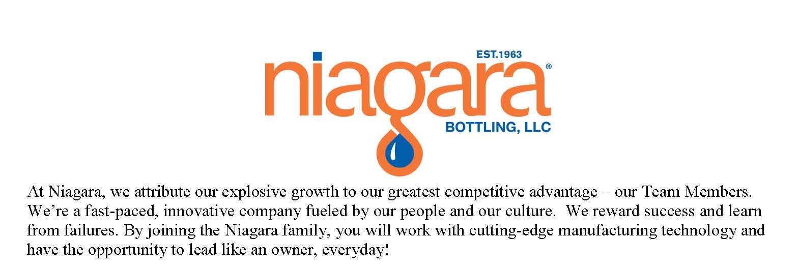 Niagara Bottling, LLC Hiring