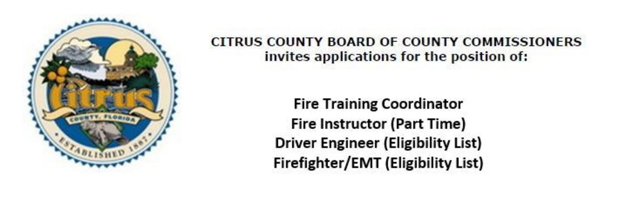 Citrus County Hiring Multiple FF positions