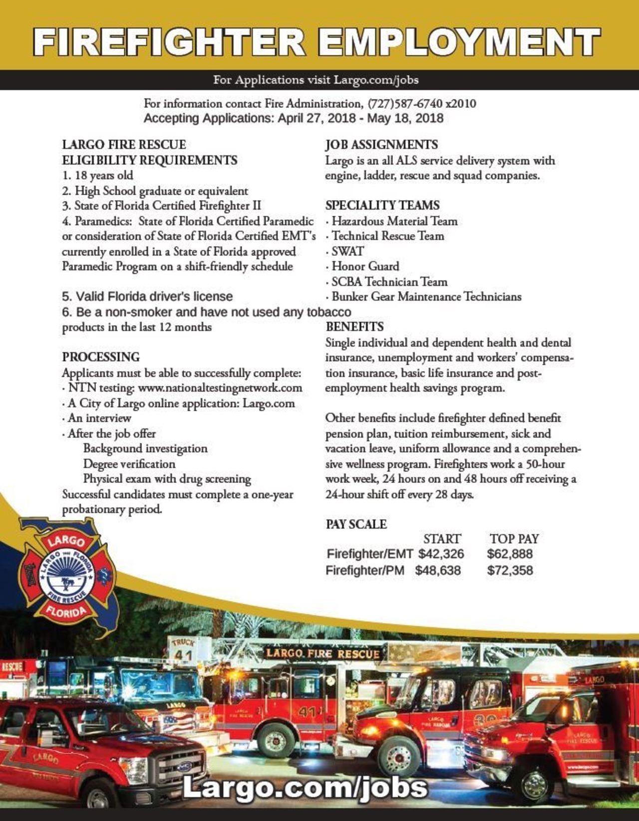 City of Largo Hiring Firefighter