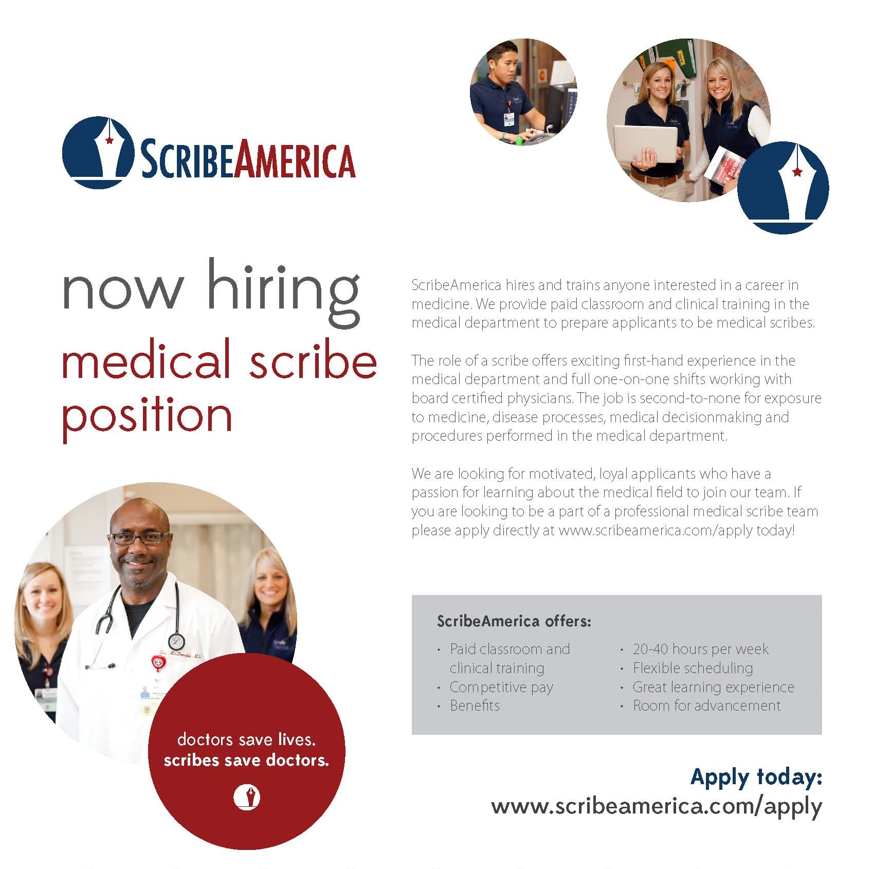 ScribeAmerica Hiring Medical Scribe